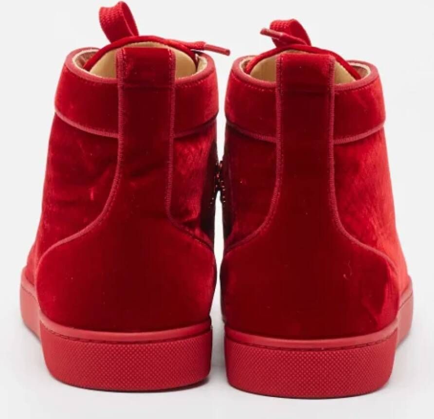 Christian Louboutin Pre-owned Velvet sneakers Red Dames