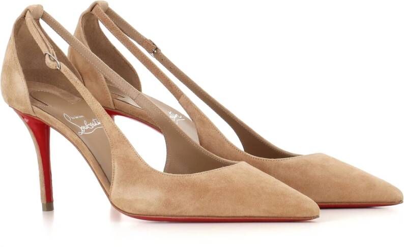 Christian Louboutin Sandaal met uitsnijding van suède Beige Dames