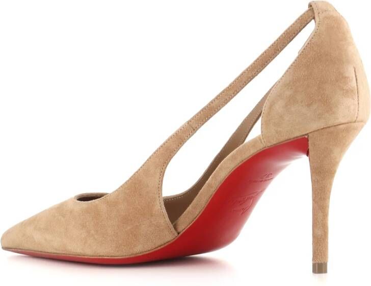 Christian Louboutin Sandaal met uitsnijding van suède Beige Dames