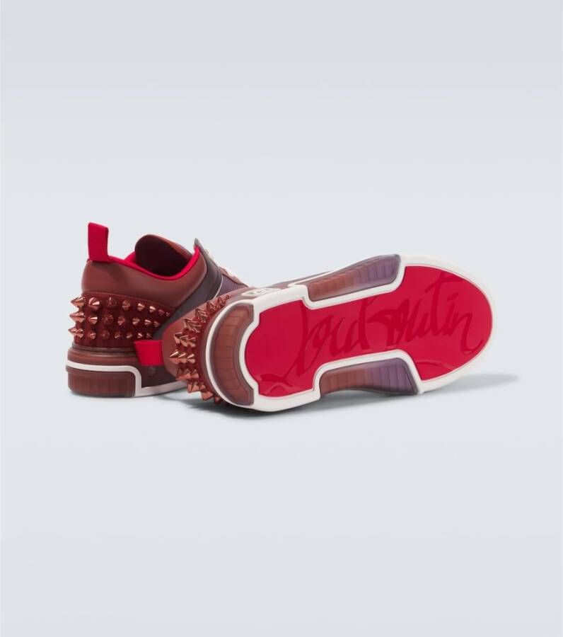 Christian Louboutin Studded Leren Sneakers Groovy Brownie Multicolor Heren