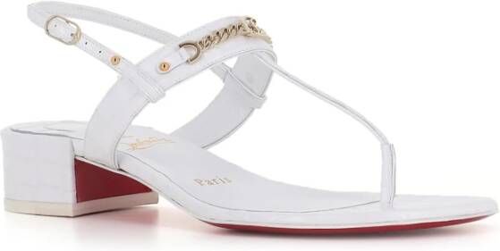 Christian Louboutin Witte Krokodillenprint Sandalen White Dames