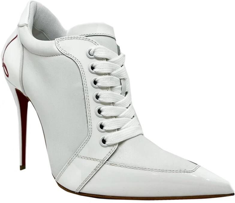 Christian Louboutin Witte Leren Lace-Up Pumps White Dames