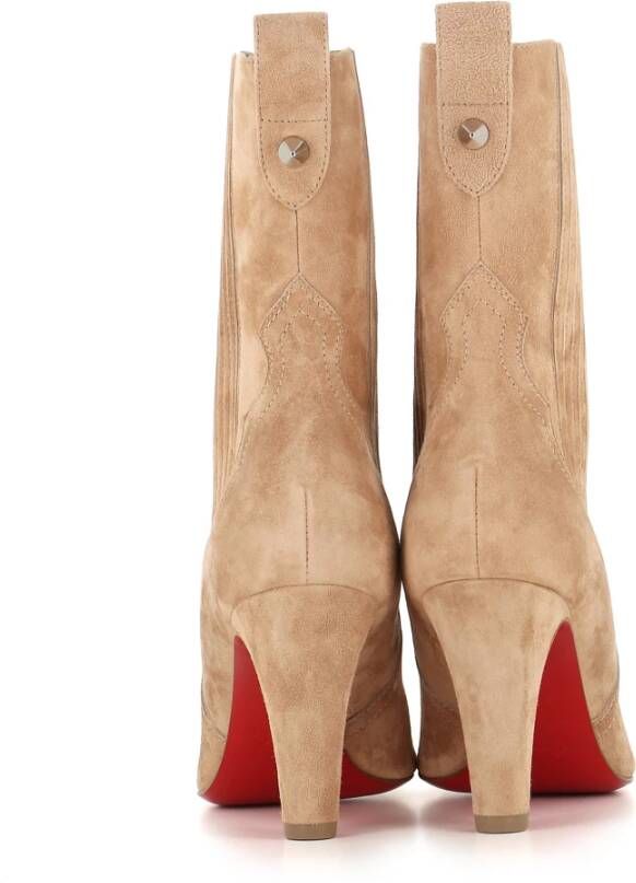 Christian Louboutin Zand Suède Enkellaarzen Beige Dames