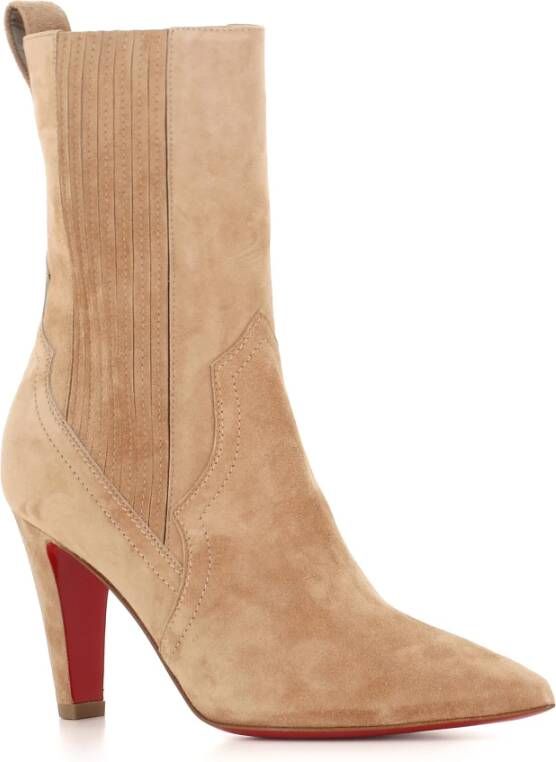 Christian Louboutin Zand Suède Enkellaarzen Beige Dames