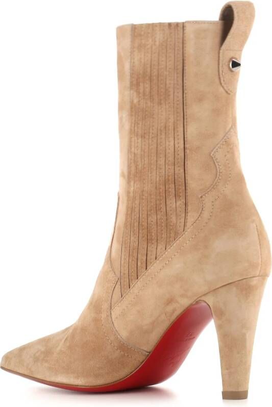 Christian Louboutin Zand Suède Enkellaarzen Beige Dames