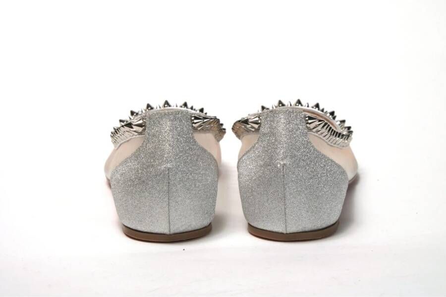 Christian Louboutin Zilveren Glitter Platte Puntige Schoen Gray Dames