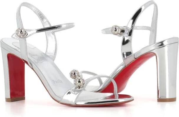 Christian Louboutin Zilveren Strass Sandalen Gray Dames