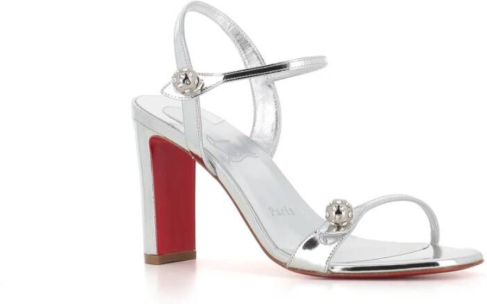 Christian Louboutin Zilveren Strass Sandalen Gray Dames