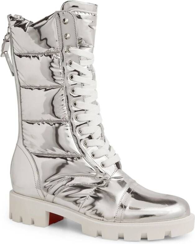 Christian Louboutin Zilveren Stud Detail Laarzen Gray Dames