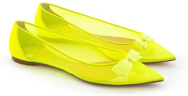 Christian Louboutin Zon Geel Mesh Flat Elegantie Yellow Dames