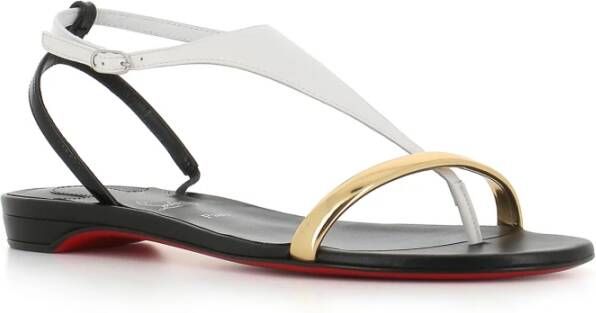 Christian Louboutin Zwart en wit leren sandalen White Dames