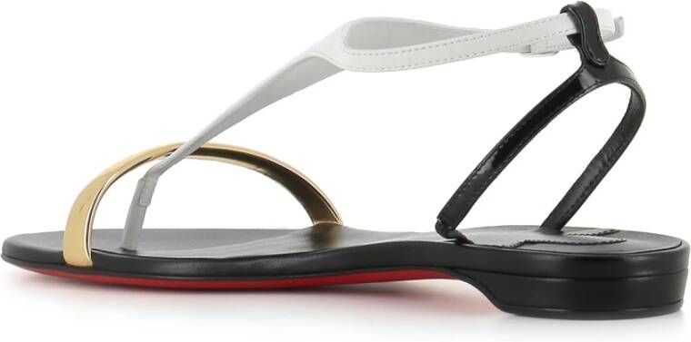 Christian Louboutin Zwart en wit leren sandalen White Dames