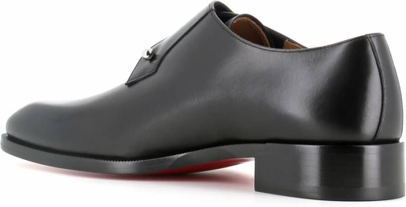 Christian Louboutin Zwarte geborsteld leren schoenen met zilveren speld Black Heren