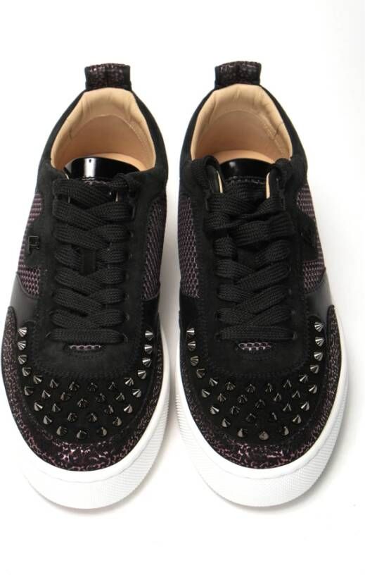 Christian Louboutin Zwarte Happy Rui Spikes Platte Schoenen Zwart Dames