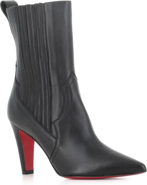 Christian Louboutin Zwarte leren enkellaarzen Black Dames