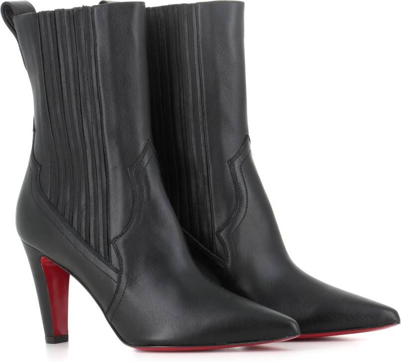 Christian Louboutin Zwarte leren enkellaarzen Black Dames