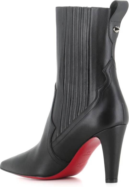 Christian Louboutin Zwarte leren enkellaarzen Black Dames