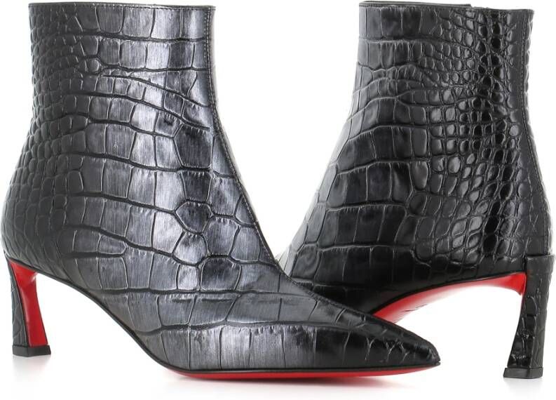 Christian Louboutin Zwarte leren enkellaarzen Black Dames