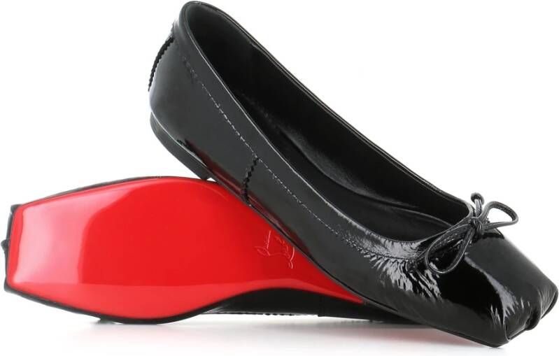 Christian Louboutin Zwarte platte ballerina schoenen met strik Black Dames