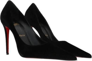 Christian Louboutin Zwarte Velvet Hakken Gemaakt in Italië Black Dames