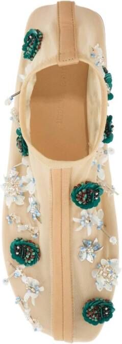 Christopher Esber Mesh Ballerina met Pailletbloemen Beige Dames