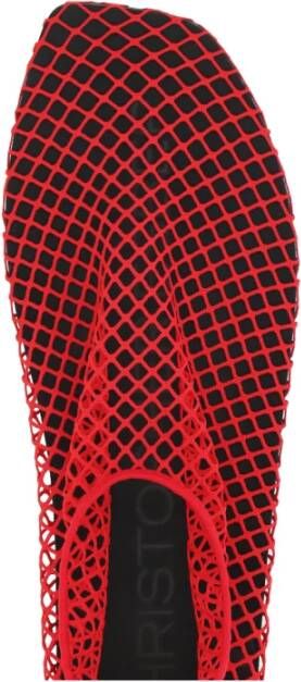 Christopher Esber Rode Mesh Vierkante Neus Platte Schoenen Red Dames