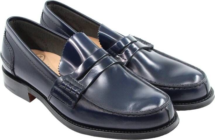 Church's Blauwe College Loafer met Handstiksels Blue Heren