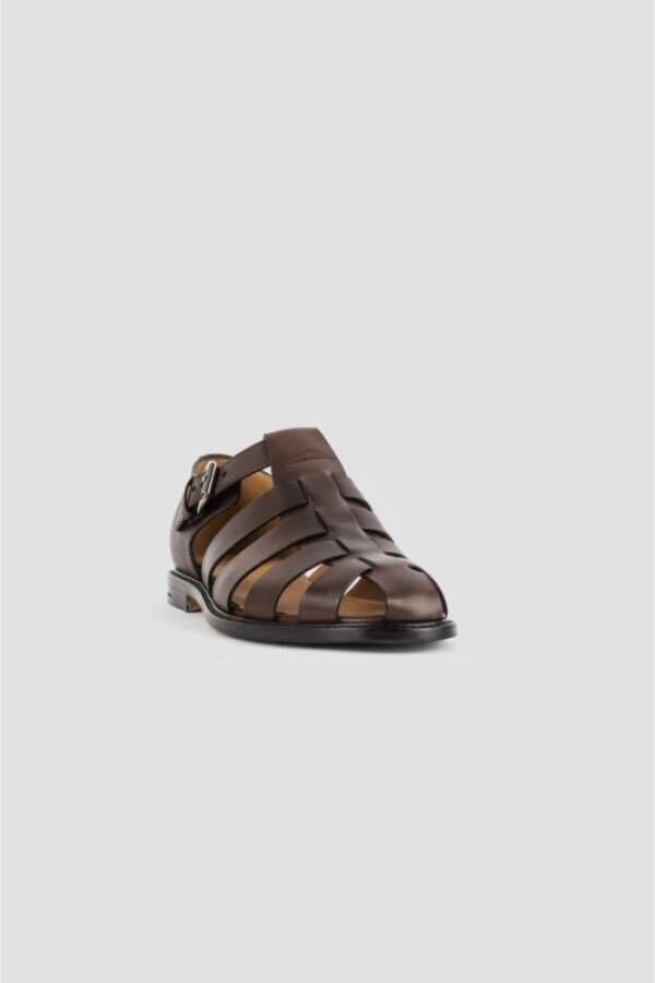 Church's Bruin leren visser sandalen met zilveren gesp Brown Heren