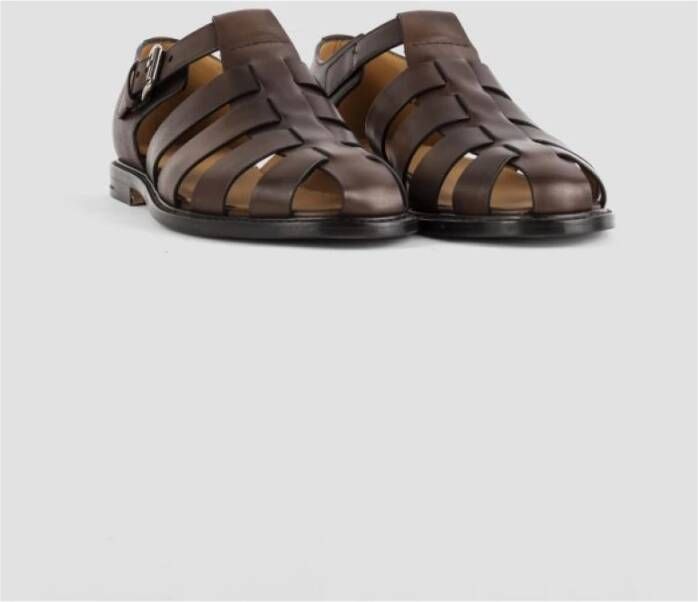 Church's Bruin leren visser sandalen met zilveren gesp Brown Heren