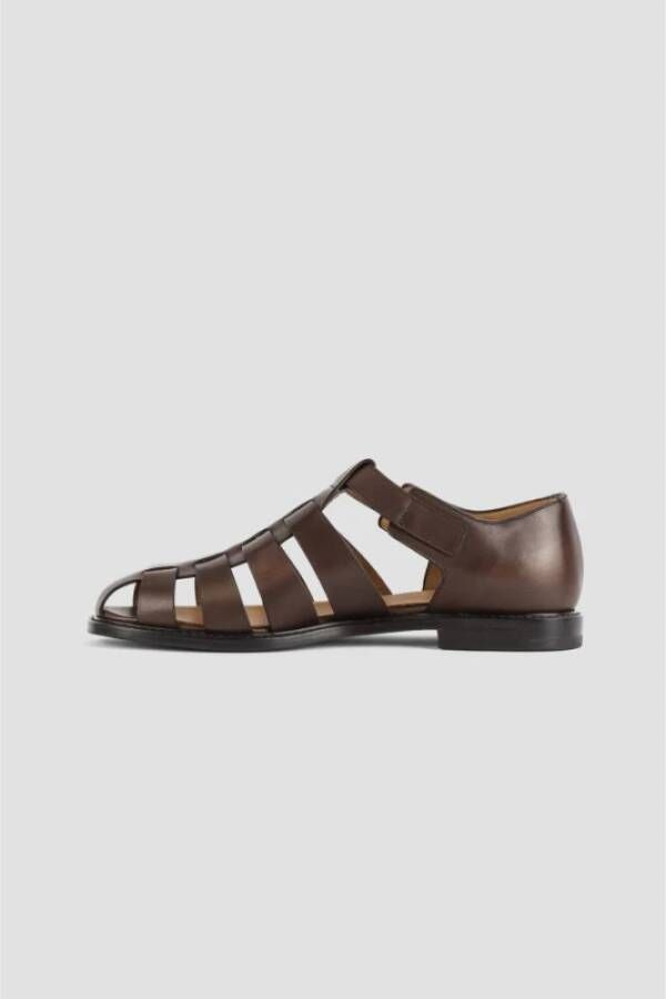 Church's Bruin leren visser sandalen met zilveren gesp Brown Heren