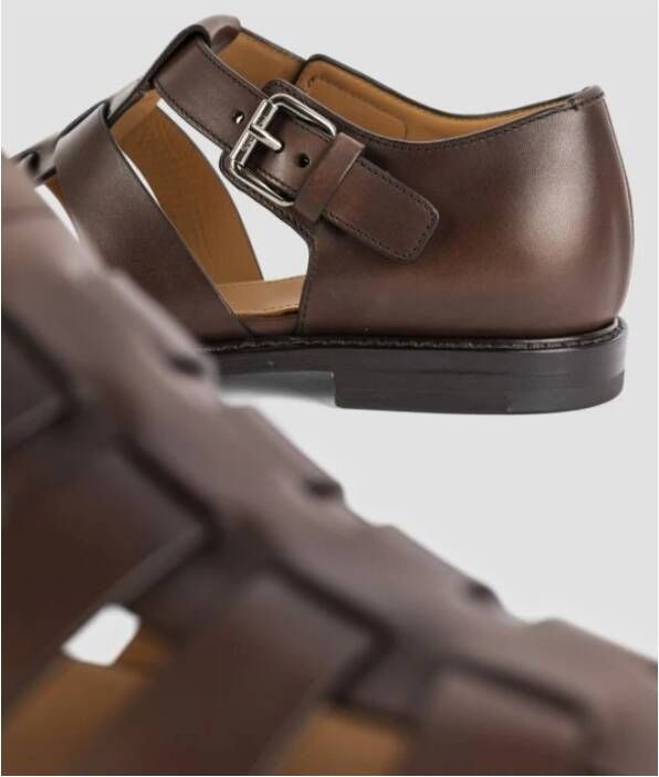 Church's Bruin leren visser sandalen met zilveren gesp Brown Heren