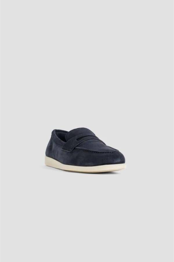 Church's Navy Blauw Suède Saddle Loafers Blue Heren