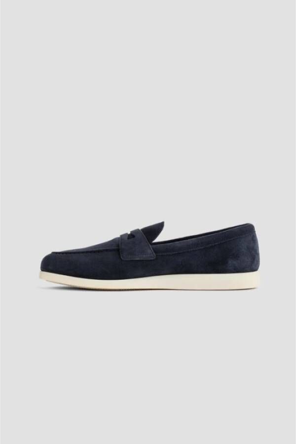 Church's Navy Blauw Suède Saddle Loafers Blue Heren