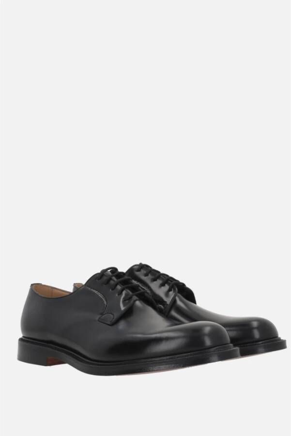 Church's Zwarte leren Derby platte schoenen Black Heren