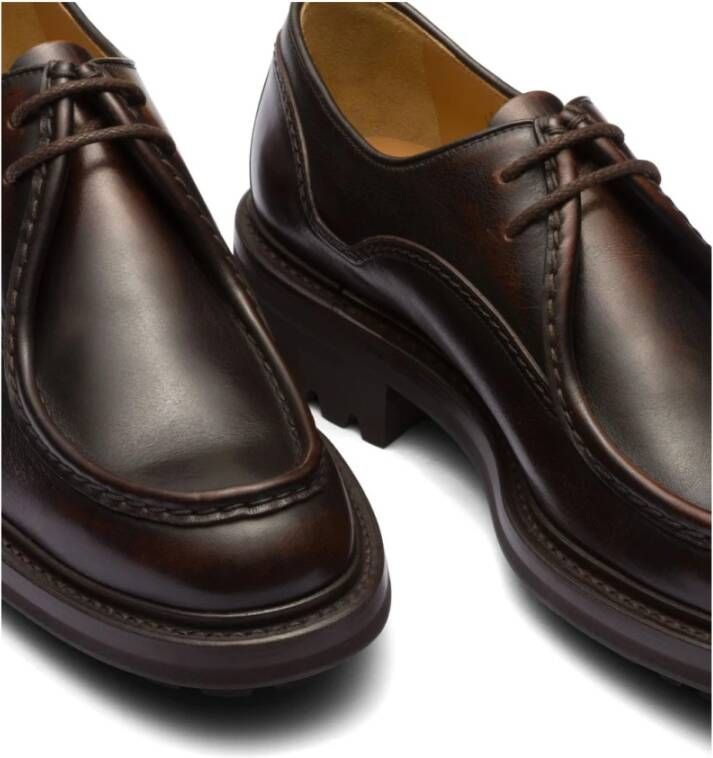 Church's Zwarte leren derby platte schoenen Brown Heren