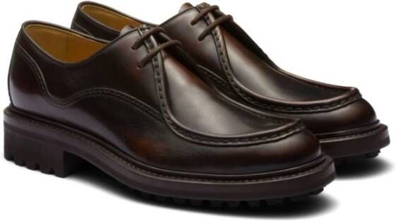 Church's Zwarte leren derby platte schoenen Brown Heren