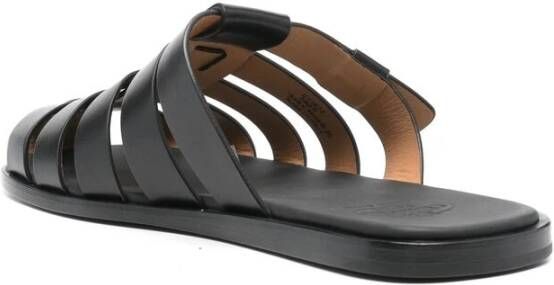 Church's Zwarte Leren Platte Sandalen Kooi Ontwerp Black Heren