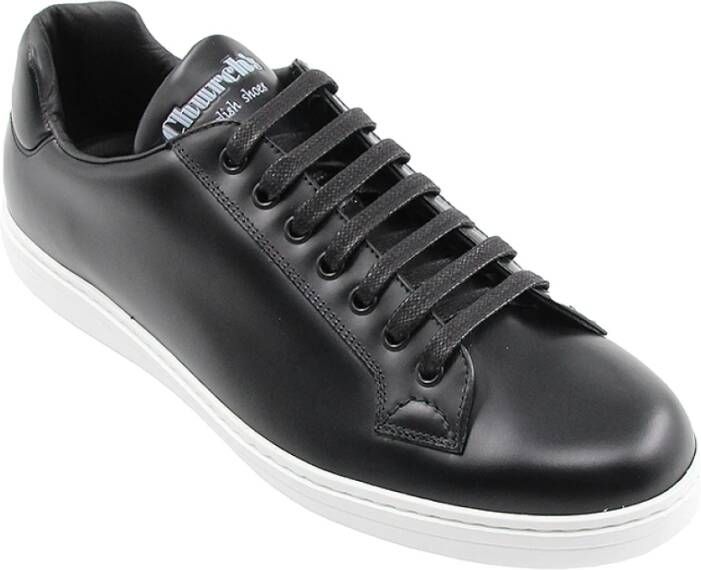 Church's Zwarte Leren Sneakers met Halve Maan Steek Black Heren