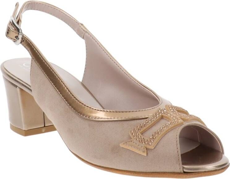 Cinzia Soft Dames Hakken Schoenen Van Imitatieleer En Stof Beige Dames