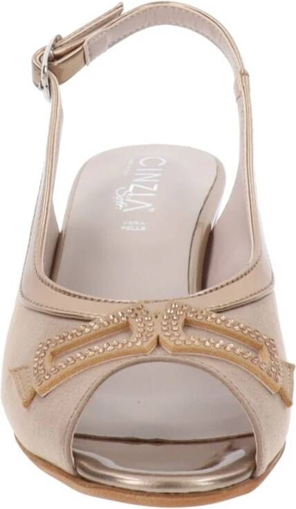 Cinzia Soft Dames Hakken Schoenen Van Imitatieleer En Stof Beige Dames