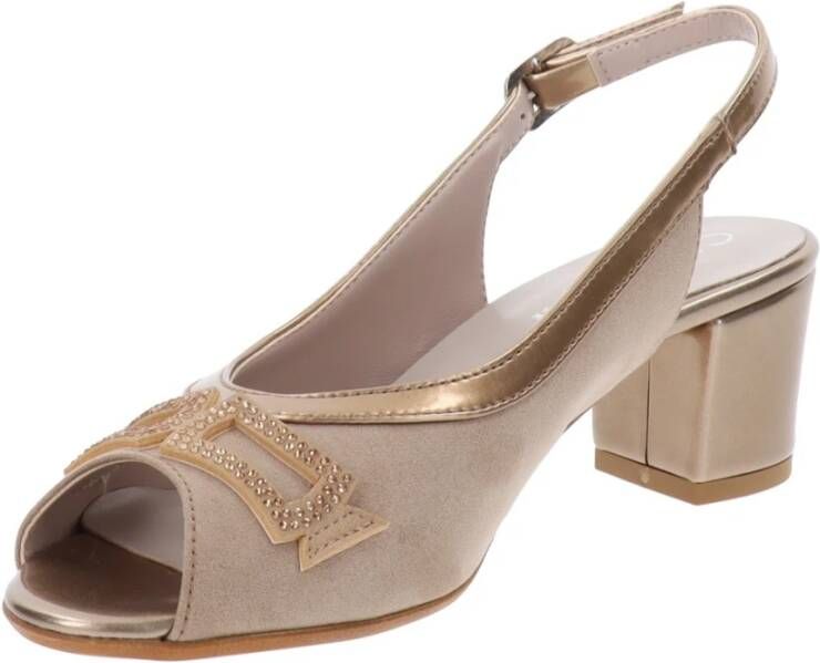 Cinzia Soft Dames Hakken Schoenen Van Imitatieleer En Stof Beige Dames