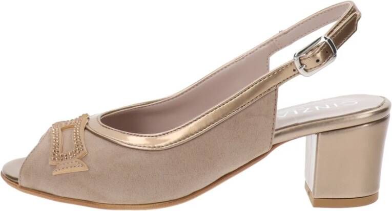 Cinzia Soft Dames Hakken Schoenen Van Imitatieleer En Stof Beige Dames