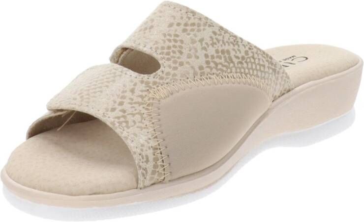 Cinzia Soft Dames Pantoffels van Kunstleer en Stof Beige Dames