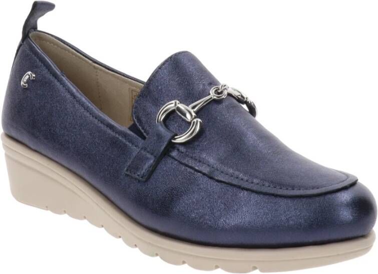 Cinzia Soft Leren Dames Mocassins Slip-On Stijl Blue Dames