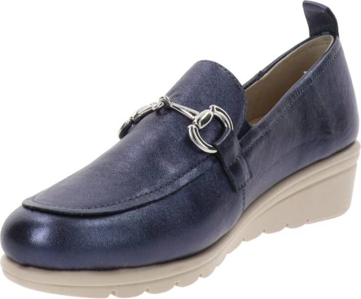 Cinzia Soft Leren Dames Mocassins Slip-On Stijl Blue Dames