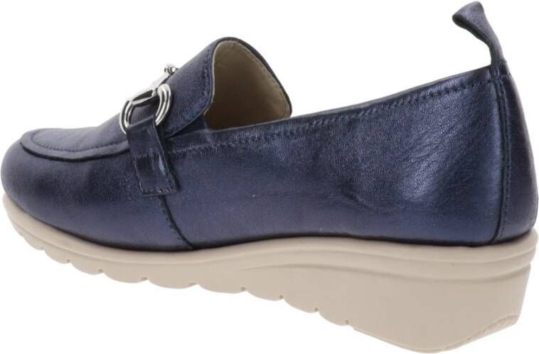 Cinzia Soft Leren Dames Mocassins Slip-On Stijl Blue Dames