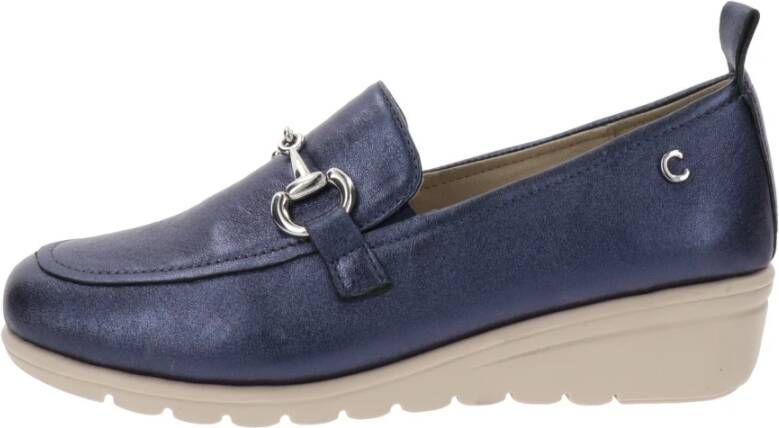 Cinzia Soft Leren Dames Mocassins Slip-On Stijl Blue Dames