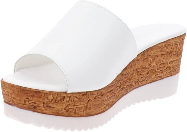 Cinzia Soft Leren Dames Slippers Slip-On Sluiting White Dames