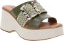 Cinzia Soft Leren Damesandalen Slip-On Sluiting Green Dames - Thumbnail 2