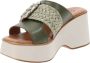 Cinzia Soft Leren Damesandalen Slip-On Sluiting Green Dames - Thumbnail 11